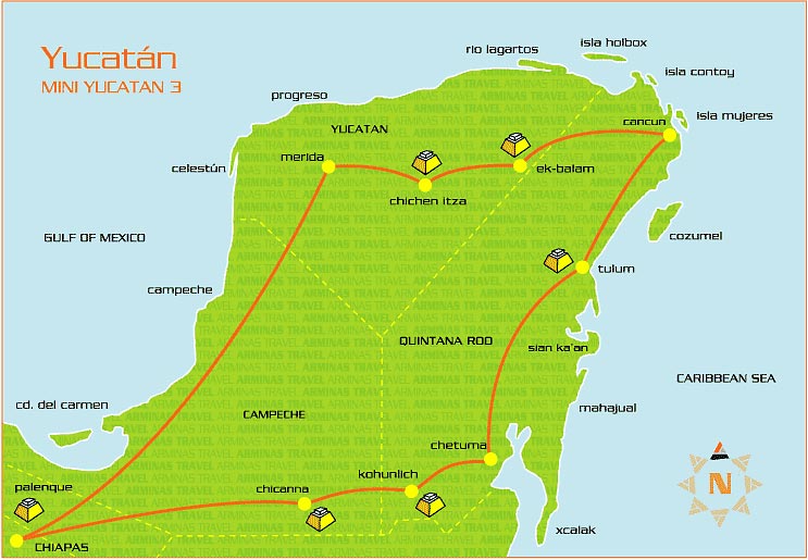 Карта тура Миниюкатан № 3
