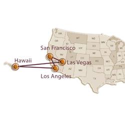 Карта тура Индивидуально - От Калифорнии к Гавайам