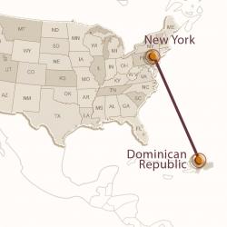 Карта тура Индивидуально - Нью-Йорк - Доминикана