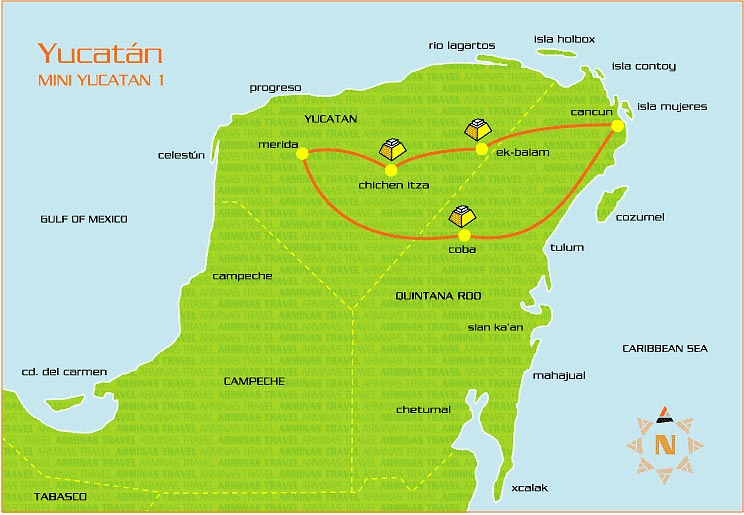 Карта тура Миниюкатан № 1