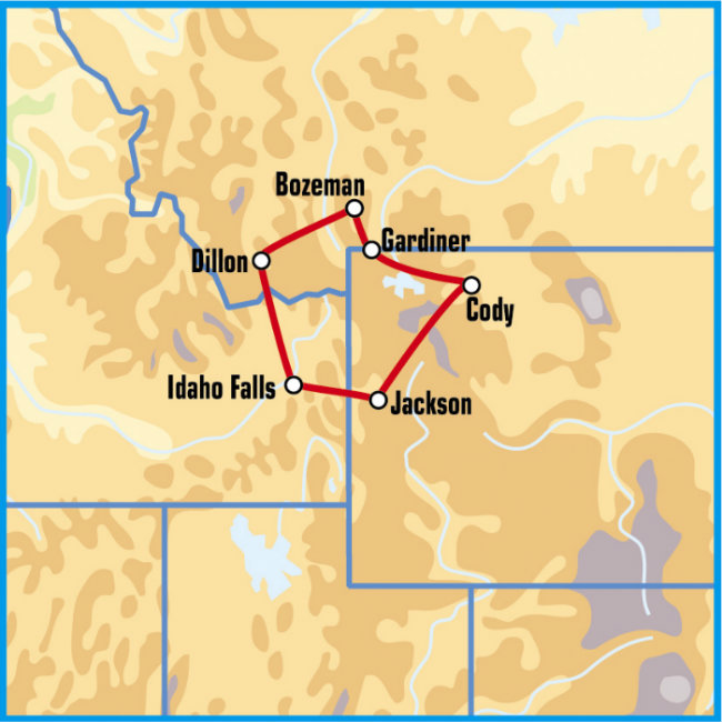 Карта тура Джексон Хоул: Йеллоустоун и парки Вайоминга, Айдахо и Монтаны