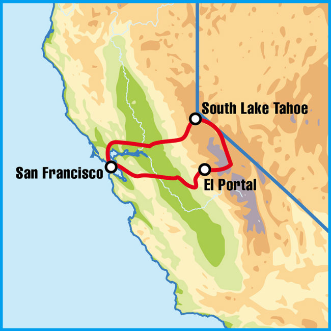 Карта тура Сан-Франциско - Йосемите