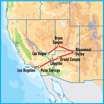 Карта тура Трасса 66 и Дикий Запад